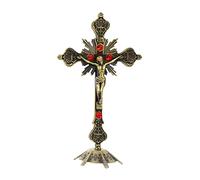 SKKWJEGE Church Relics Jesus on The Stand Cross Wall Crucifix Antique Home Chapel, Bronze
