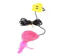 SKKWJEGE Door Hanging Mouse Cat Toy Teaser Toys with Sound for Indoor Cats Kitty Playing Pink, String Length 190 cm