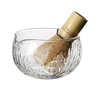 SKKWJEGE Textured Glass Matcha Bowl Heat Resistant Scratch Resistant Teaware for Home