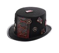 SKKWJEGE Vintage Goth Steampunk Top Hat with String Gear Cosplay Costume Hat