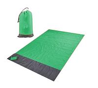 SKKWJEGE Waterproof Beach Picnic Mat Quick Drying Nylon Rug,Green 140x200cm | 100 parachute nylon,waterproof coating,UV resistant,folds to pocket size,4 bungee loops with tent nails,sandless