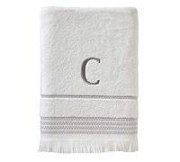 SKL Home Bath Towel, C, Cotton, White, 28x54 | Available in letters A-Z. Personalized style, great for gifting. 100% Cotton. 600 GSM weight. Soft & absorbent terry.