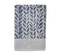 SKL Home Bath Towel, Cotton, Denim, 28x54 | 600 GSM weight. Spa-level quality. Soft, & absorbent, reversible jacquard.