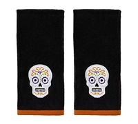 SKL Home by Saturday Knight Ltd. Sugar Skull Hand Towel Set, Black 2 Pack