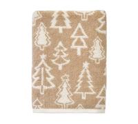 SKL Home Christmas/Winter Mod Tree 100% Cotton Premium Bath Towel, 500 GSM, Soft & Absorbent, Reversible Jacquard, Decorative, Tan