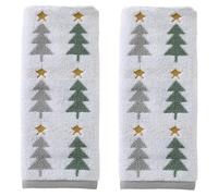 SKL Home Christmas/Winter Multi Trees 100% Cotton Premium 2-Piece Hand Towel Set, 500 GSM, Reversible Jacquard, Soft & Absorbent, Decorative for Bath/Kitchen/Bar, Multi