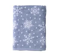 SKL Home Christmas/Winter Scattered Snowflakes 100% Cotton Premium Bath Towel, 500 GSM, Soft & Absorbent, Reversible Jacquard, Decorative, Blue/White