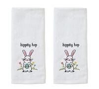 SKL Home Easter Hippity Hop Towel Set, White 2 Pack