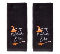 SKL Home Halloween in My Witch Era 100% Cotton Embroidered 2pc Hand Towel Set, Decorative for Bath/Kitchen/Bar & Gift, Black