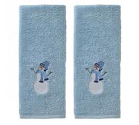 SKL Home Hand Towel Set for Bath/Kitchen/Bar & Gift, Cotton, Snowman Sled