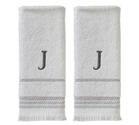 SKL Home Hand Towel Set, J, Cotton, White, 16x26