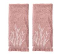 SKL Home Ocean Coral Sculpted 100% Cotton Premium 2-Piece Hand Towel Set, 450 GSM, Reversible Jacquard, Soft & Absorbent, Tropical/Coastal/Beach/Resort for Bath/Kitchen/Bar & Gift, Coral