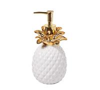 SKL Home Soap Dispenser, Stoneware, White/Gold, 7.96x3.76x3.76