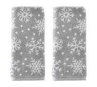 SKL Home Winter/Christmas Scattered Snowflakes Hand Towel 2pc Set for Bath/Kitchen/Bar & Gift, Gray