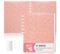 SKLENICE Pu Leather 8.5x11 In Discbound Notebook Cover And Disc Set Discbound Planner Cover With 11 Pcs Expansion Discs Letter Size Disc Bound Notebook Accessories For Office(Pink;No Inner Paper)