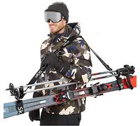 Sklon Ski Strap and Pole Carrier | Avoid The Struggle and Effortlessly Transport Your Ski Gear Everywhere You Go | Features Cushioned Shoulder Sling | Great for Families - Men, Women and Kids - Black