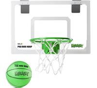 SKLZ Midnight Pro Mini Basketball Hoop - White/Green Indoor Basketball Hoop Ball