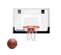 SKLZ Pro Mini Basketball Hoop + Mini Basketball, Protective Back Padding and Door Hooks, XL Backboard,White/Black