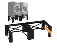 SKM 2-in-1 Washer & Dryer Pedestal Stand, 29" Universal Steel Laundry Base Raiser for 4.8-5.3 cu. ft. Machines, Space-Saving & Sturdy Design, Black