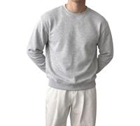 SKM Men's Sweatshirt Plain Cotton Blend Crew Neck Jumper Heavyweight Fleece Lined Pullover Mens Casual Work & Gym Basics Clothing (UK, Alpha, L, Regular, Regular, H-Grey)