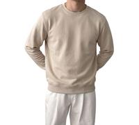 SKM Men's Sweatshirt Plain Cotton Blend Crew Neck Jumper Heavyweight Fleece Lined Pullover Mens Casual Work & Gym Basics Clothing (UK, Alpha, XXL, Regular, Regular, Beige)