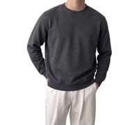 SKM Men's Sweatshirt Plain Cotton Blend Crew Neck Jumper Heavyweight Fleece Lined Pullover Mens Casual Work & Gym Basics Clothing (UK, Alpha, L, Regular, Regular, Charcoal)