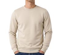 SKM Men's Sweatshirt Plain Cotton Blend Crew Neck Jumper Heavyweight Fleece Lined Pullover Mens Casual Work & Gym Basics Clothing (UK, Alpha, L, Regular, Regular, Beige)
