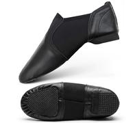 SKMAXO Genuine Leather Slip on Dance Shoes for Women | Split Sole Jazz Shoes for Kids and Women | Black Jazz Shoes, Dance Trainers (Slip On, UK 8)"