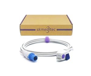 skmeditec SpO2 Sensor Compatible with Draeger Infinity Gamma XL, Infinity Kappa with Nellcor Oxismart SpO2 Technology, 9.8FT Reusable Small Clip Probe with 7 Pins Connector for Replacement Cord