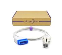 skmeditec SpO2 Sensor with Chip Compatible with GE-Marquette Dash 4000, Dash 5000 with Masimo SpO2 Technology Monitors, 9.8FT Reusable Vet Clip with 11 Pins Connector