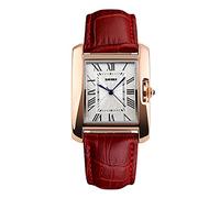 SKMEI Beautiful Women's Watch Square Rose Gold Roman Numerals Genuine Leather Strap 1083R