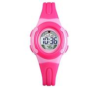 SKMEI Childrens Kids Watch Pink Girls Boys Pink Stopwatch Alarm Light Comfortable Strap