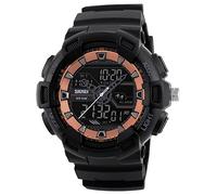 SKMEI Digital Watch Plastic Band Waterproof LED Multifunctional Military Sport Electronic Wristwatch (Rose Gold)