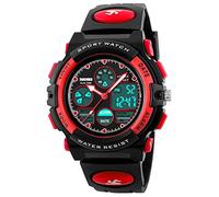SKMEI Kid's Boys Girls Analogue Digital Led Back Light Watches Week Alarm Chronograph Wrist Watch Red