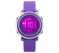 SKMEI Kid's Boys Girls Lovely Digital Led Back Light Watches Week Alarm Chronograph Wrist Watch Purple