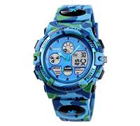 SKMEI Kids Outdoor Sport Watch Waterproof Swimming Led Digital Watches with Alarm Back Light for Boys Girl (Camouflage Light Blue)