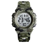 SKMEI Kids Watch, Digital Sports Waterproof Watch for Boys Girls, Outdoor Multifunction Chronograph with Colorful LED Backlight Analog Watches for Children, Camo Green, 1.89*1.69*0.63 inch, sports