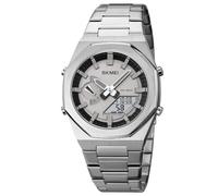 SKMEI Men Watch Dual-Display Electronic Watch with Luminous 50m Waterproof Watch Fashion Mutifunctional Sports Watch for Men- 1816, Silver White, Classic