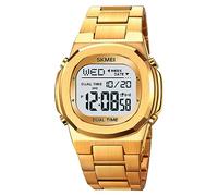 SKMEI Men Watch Single Display Electronic Watch Waterproof Fashion Business Trend Watches Men's Watches - 2004, GOLD WHITE