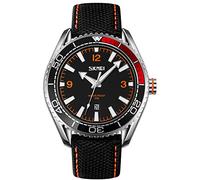 SKMEI Men Watches Leather Band Sport Waterproof Big Face Large Casual Fashion Analog Quartz Luminous Easy Read Fathers Gifts Black Wrist Watch, G9291orange