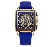SKMEI Men's Analog Quartz Skeleton Watches with Chronograph Waterproof Stylish Dress Men Watches, Blue