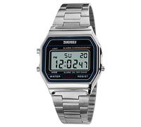 Skmei Mens Boys Classic Clear Digital Watch Retro Alarm Metal Strap Date Stopwatch