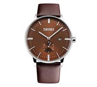 SKMEI Mens Brown Classic Watch Genuine Comfort Leather Strap Date Display SK9083