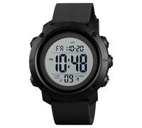 SKMEI Men's Digital Sports Watch 50m Waterproof LED Military Multifunction Smart Watch Stopwatch Countdown Auto Date Alarm, White Black, 50M, Military