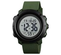 Skmei Men's Digital Sports Watch 50m Waterproof LED Military Multifunction Smart Watch Stopwatch Countdown Auto Date Alarm, Green Black White, Classic