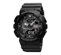 SKMEI Men's Digital Sports Watch, LED Square Large Face Analog Quartz Wrist Watch with Multi-Time Zone, Waterproof Stopwatch - 1834/1835, Black (Large 51mm Dial), Sport Watch