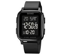 SKMEI Men's Digital Sports Watch Ultra Thin Big Dial Waterproof with Stopwatch, Countdown, Alarm Function, Dual Time Zone, LED Backlight