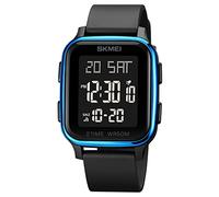 SKMEI Men's Digital Sports Watch Ultra Thin Big Dial Waterproof with Stopwatch, Countdown, Alarm Function, Dual Time Zone, LED Backlight