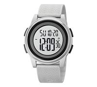 SKMEI Mens Digital Sports Watch, Ultra-Thin Military Waterproof Wrist Watches for Men Women with Stopwatch Alarm Countdown Dual Time, Gray, 1.81*1.57*0.39 inch, Sports