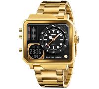 SKMEI Men's Digital Sports Watch with Large Square LED Dial Analogue Quartz Display with Multiple Time Zones and Stopwatch, 2*1.89*0.55 inch, Classic